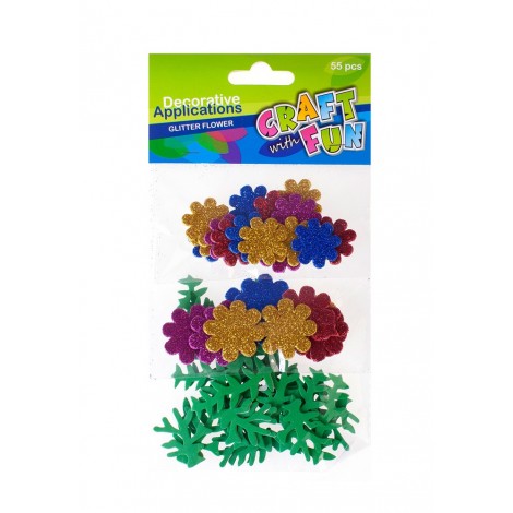 Aplicatii decorative Starpack, flori cu sclipici