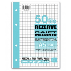 Rezerva caiet mecanic Pigna A5, 50 file