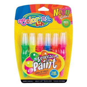 Set tempera in tub Colorino cu perie, culori neon, 6 bucati